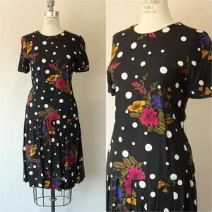 Vintage 1980s 1990s Blouse and Skirt, Norton McNaughton Petites Polka Dot